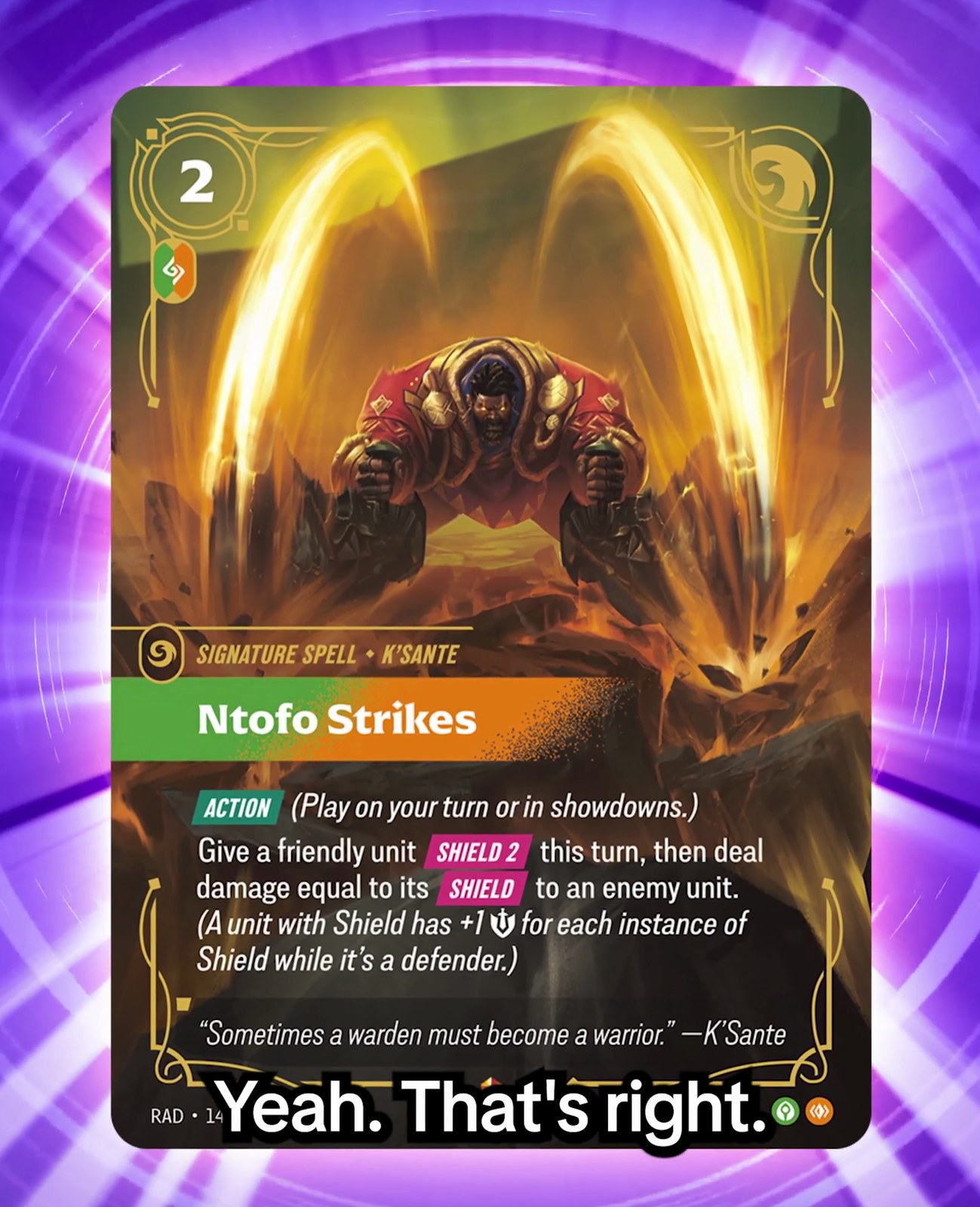 Ntofo Strikes, K'Sante's Signature Spell.