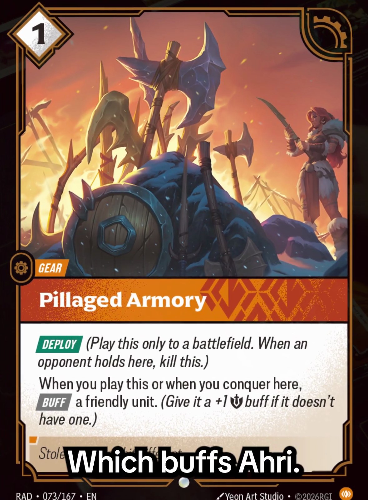 Pillaged Armory, a gear with Deploy.