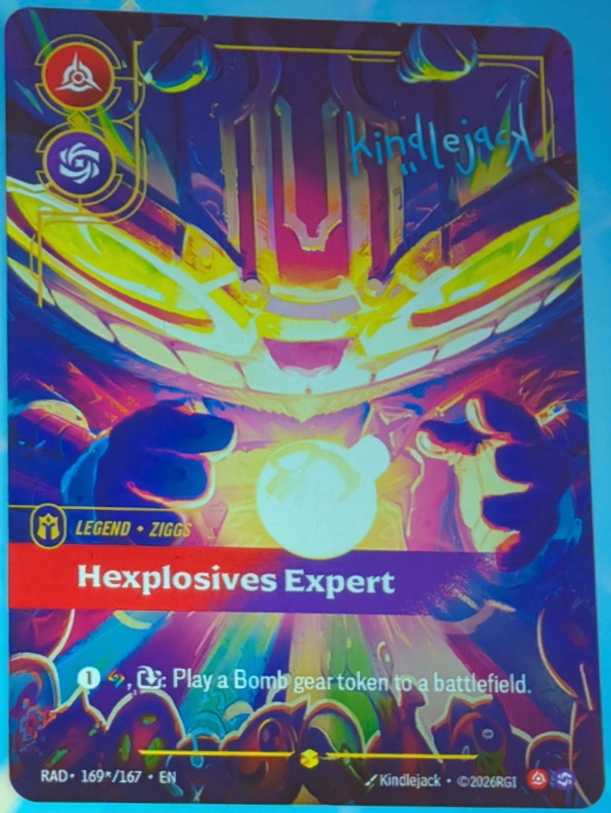 The signed overnumbered Hexplosives Expert on the panel screen.